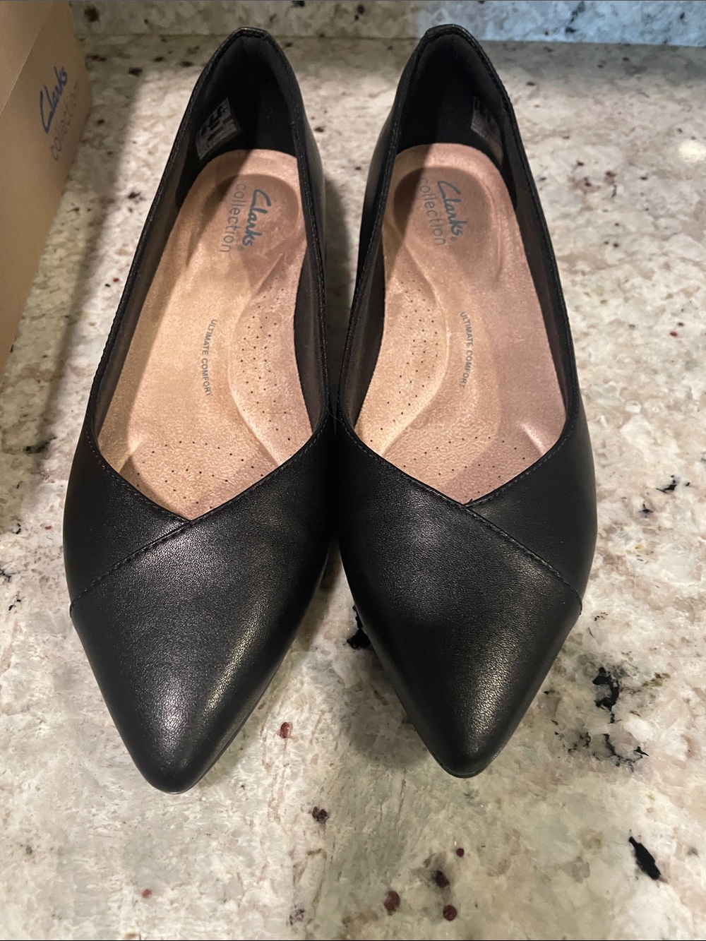 Clarks Natalya Wish Black Pointed Toe Flats Size 7.5